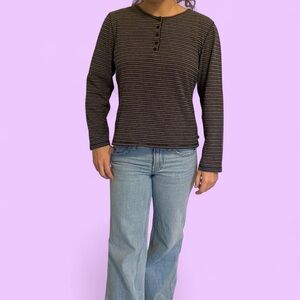 Liz Claiborne Striped Buttoned Top